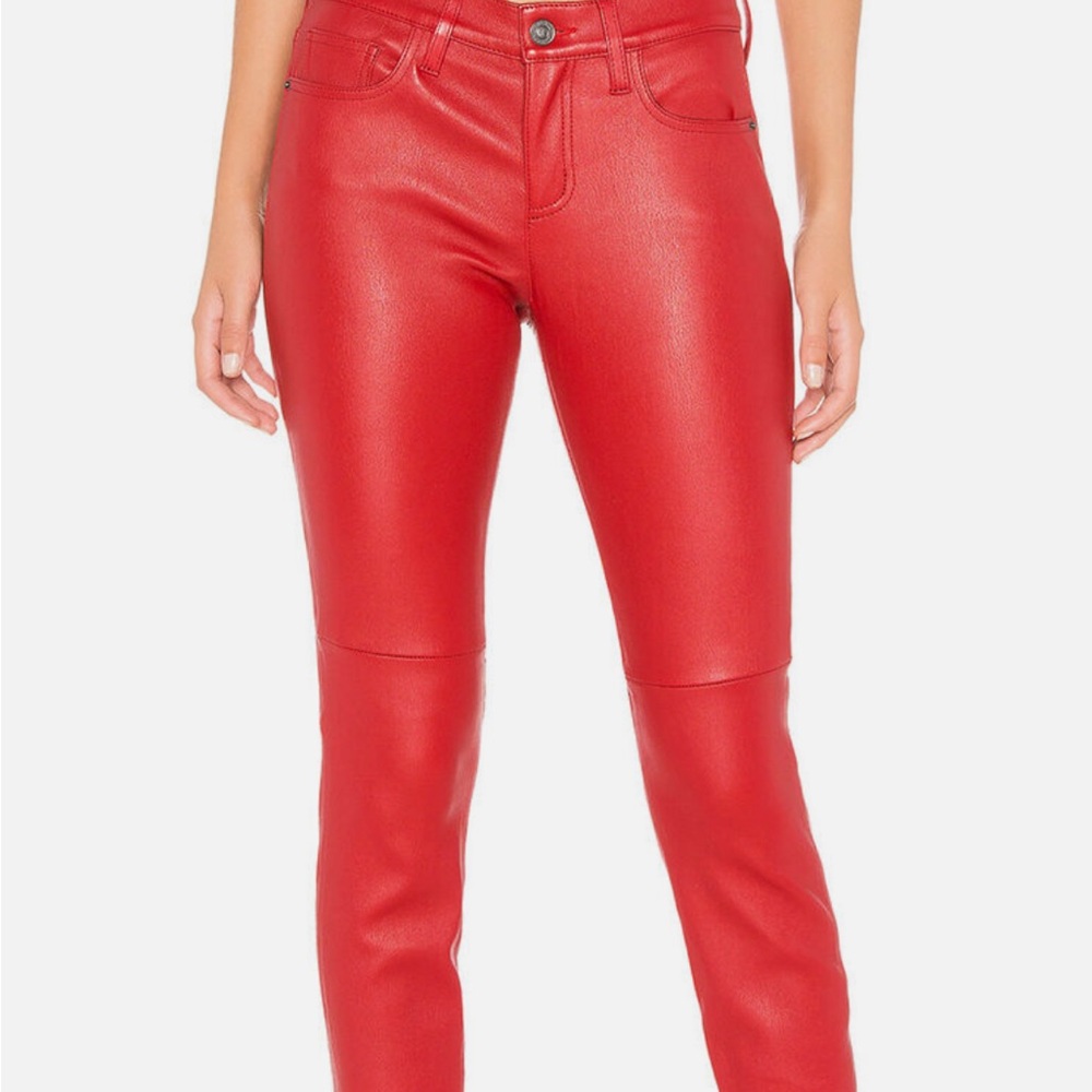 Current/Elliott Haute Red The Stiletto Genuine Leather Pants Jeans 25
